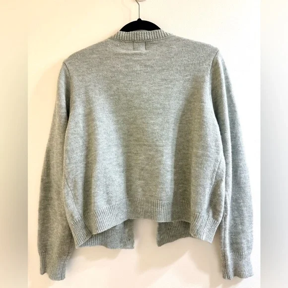 Luna Ivy Gray Women's Cardigan with Bow Accents Size S - Picture 3 of 8